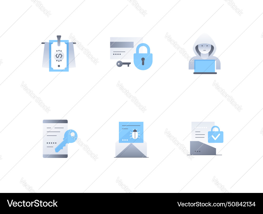 Hacking and data breach - flat design style icons Hacking and data breach - flat design style icons vector image