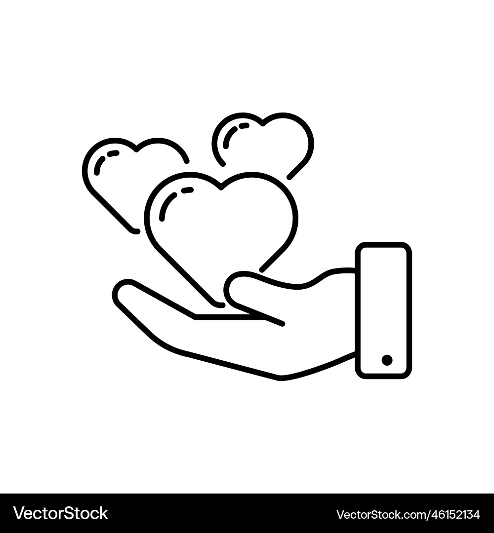 Hand with heart in linear style Hand with heart in linear style vector image
