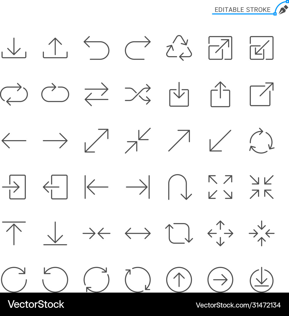 Line Style Arrows - Editable Stroke Icons Vector Image