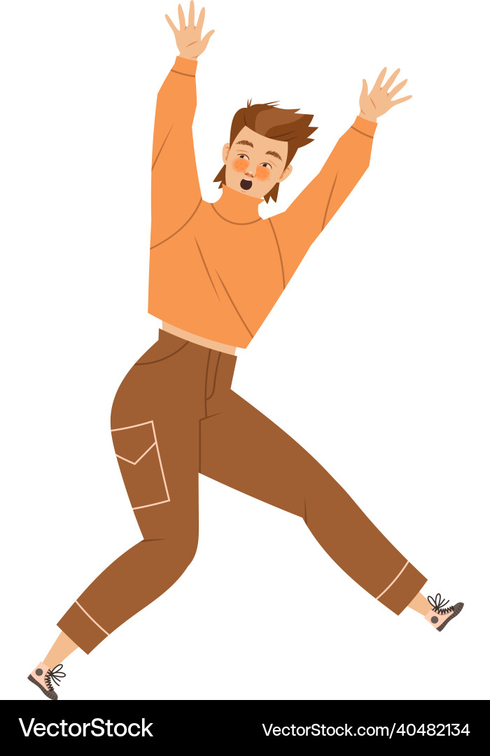 Man character afraid of something feeling scared Man character afraid of something feeling scared Vector Image