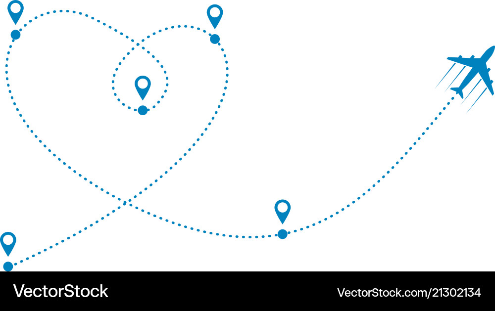 Plane and path Vector Image