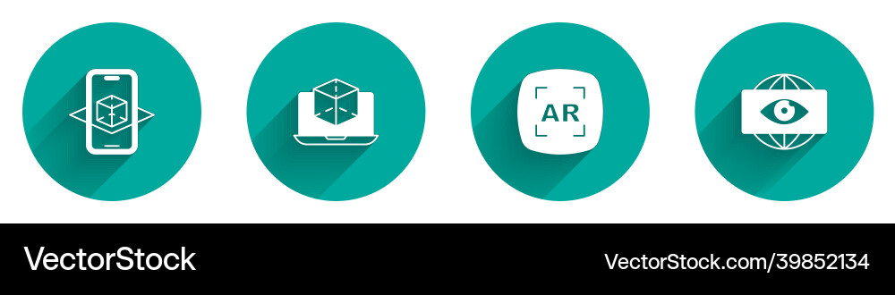 Set 3d modeling augmented reality ar and big vector image