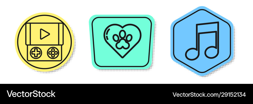 Set line portable video game console heart Set line portable video game console heart vector image