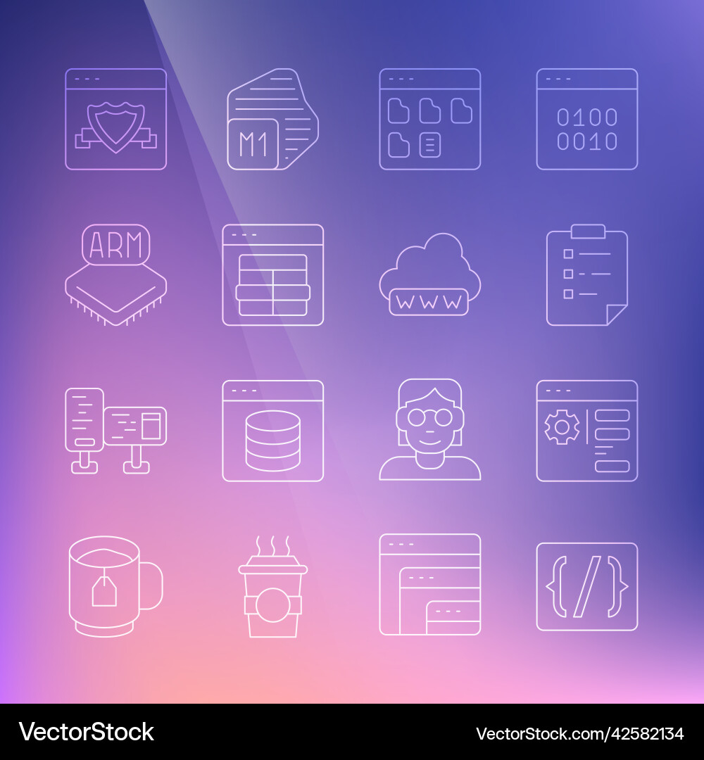 Set line programming language syntax browser Set line programming language syntax browser vector image