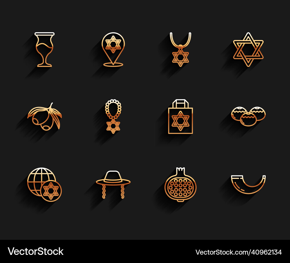 Set line world globe and israel orthodox jewish Set line world globe and israel orthodox jewish vector image