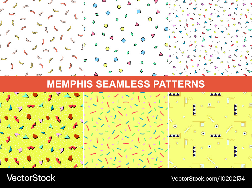 Set of memphis patterns vector image