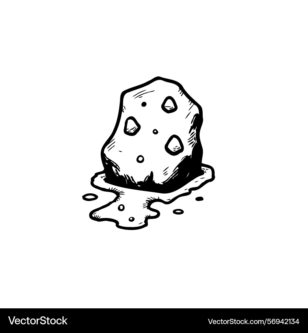 Sketch of melting cube with fluid dripping Sketch of melting cube with fluid dripping Vector Image