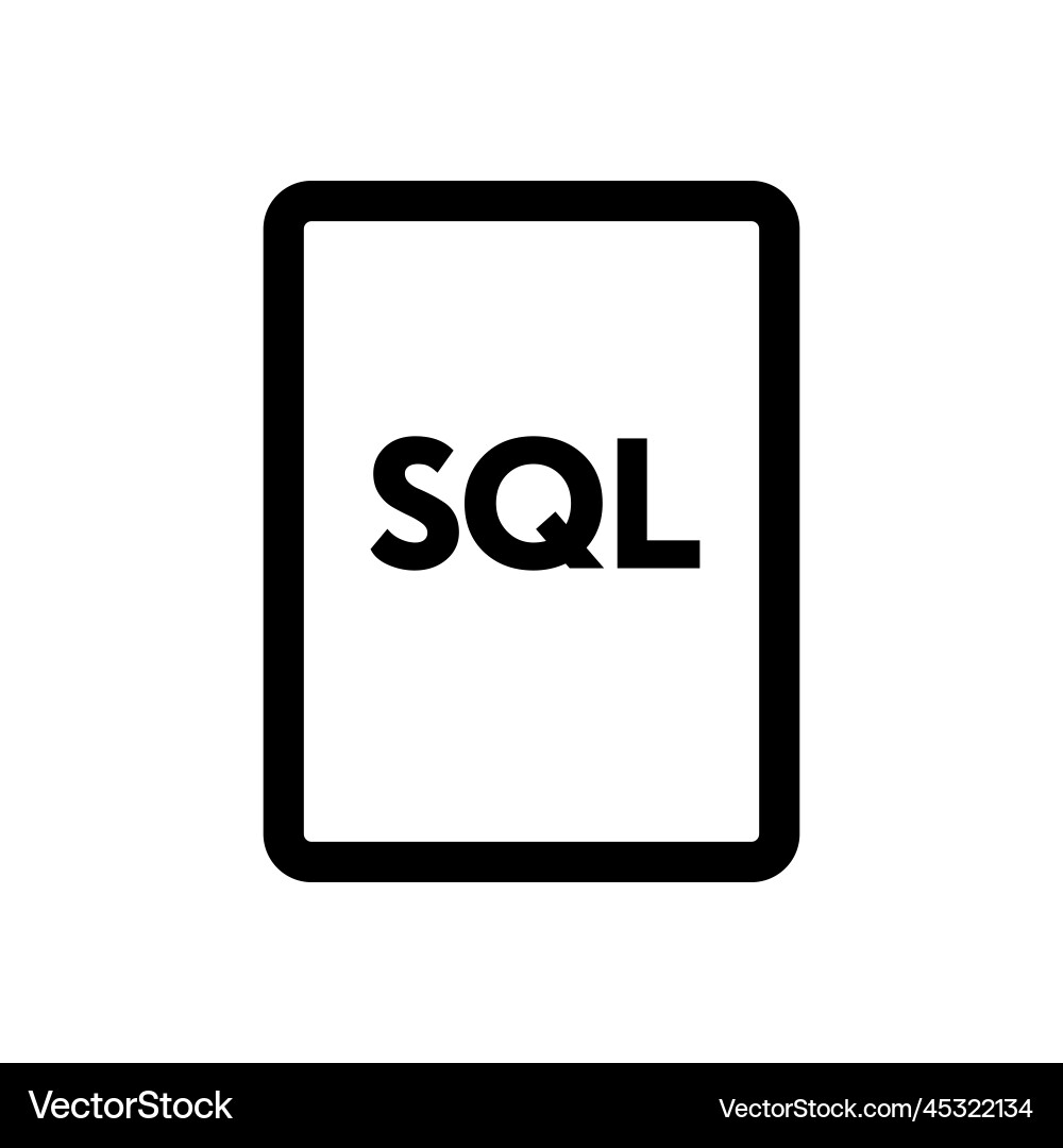 Sql file icon line isolated on white background Sql file icon line isolated on white background vector image