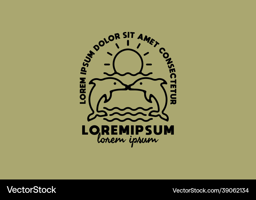 Twin dellphins line art mit lorem ipsum text Twin dellphins line art mit lorem ipsum text vektorbild