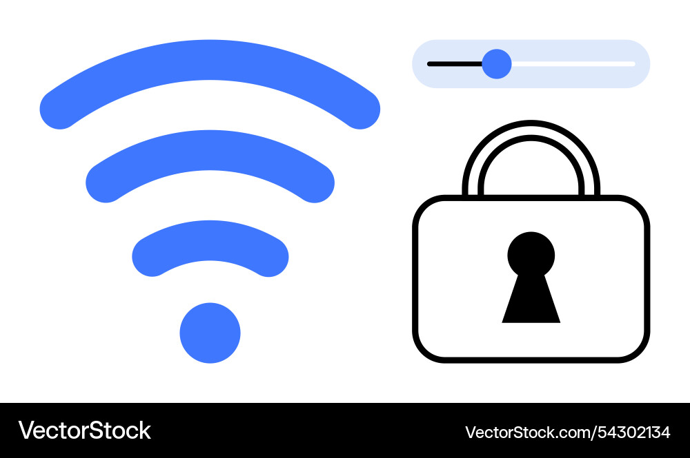 Wireless signal icon slider element and padlock Wireless signal icon slider element and padlock vector image