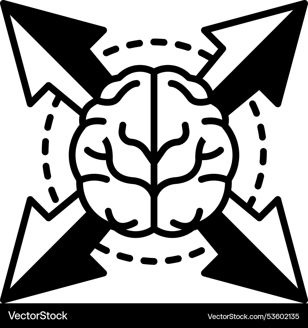 A brain with arrows pointing to it one A brain with arrows pointing to it one vector image