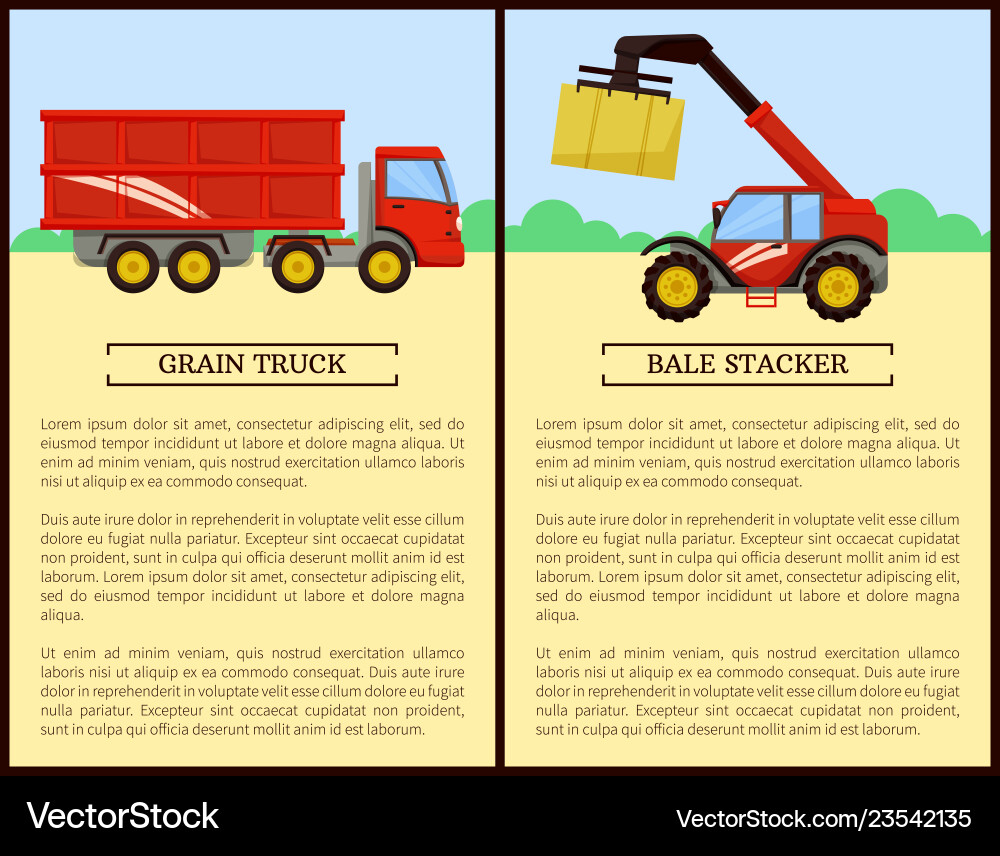 Agricultural machinery set cartoon banner Agricultural machinery set cartoon banner Vector Image