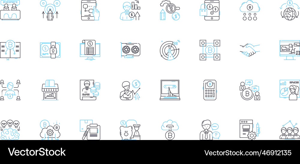 Artificial reality linear icons set virtual Vector Image