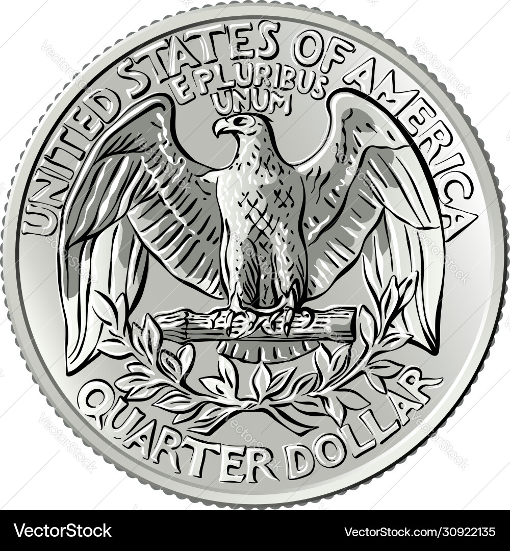 Bald Eagle Quarter - 25 Cent Coin Vector Image