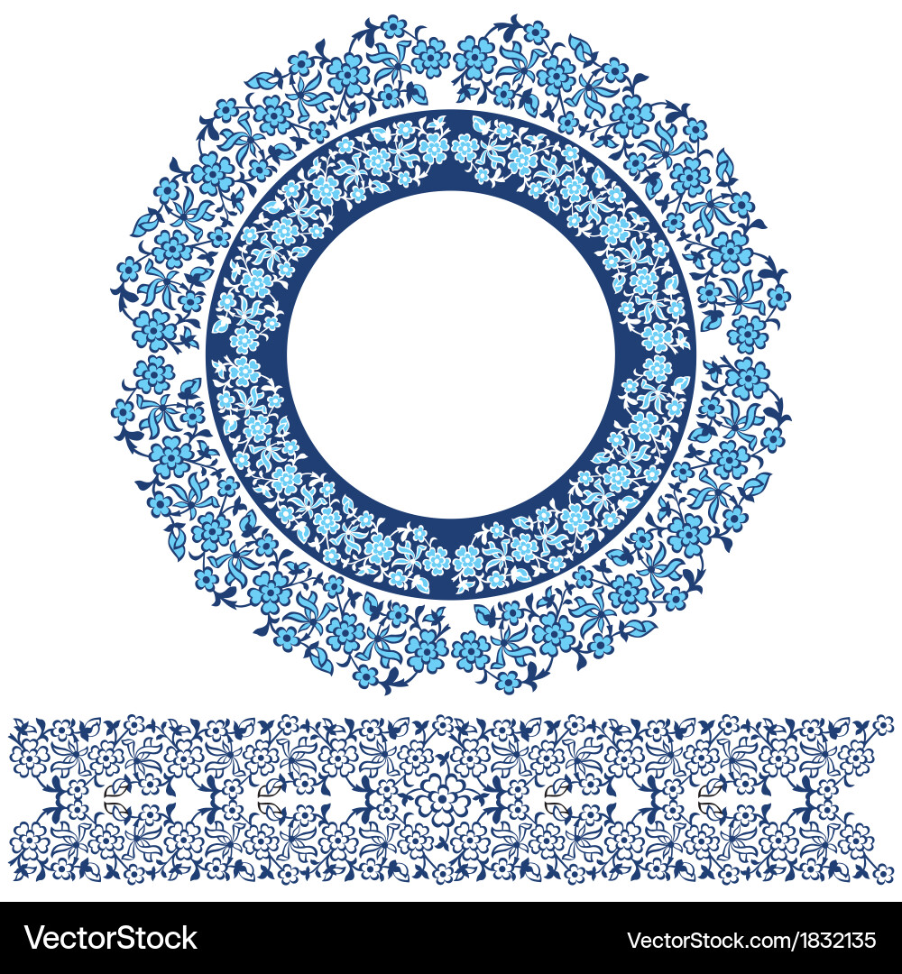 Blue ottoman serial patterns twenty three Vector Image