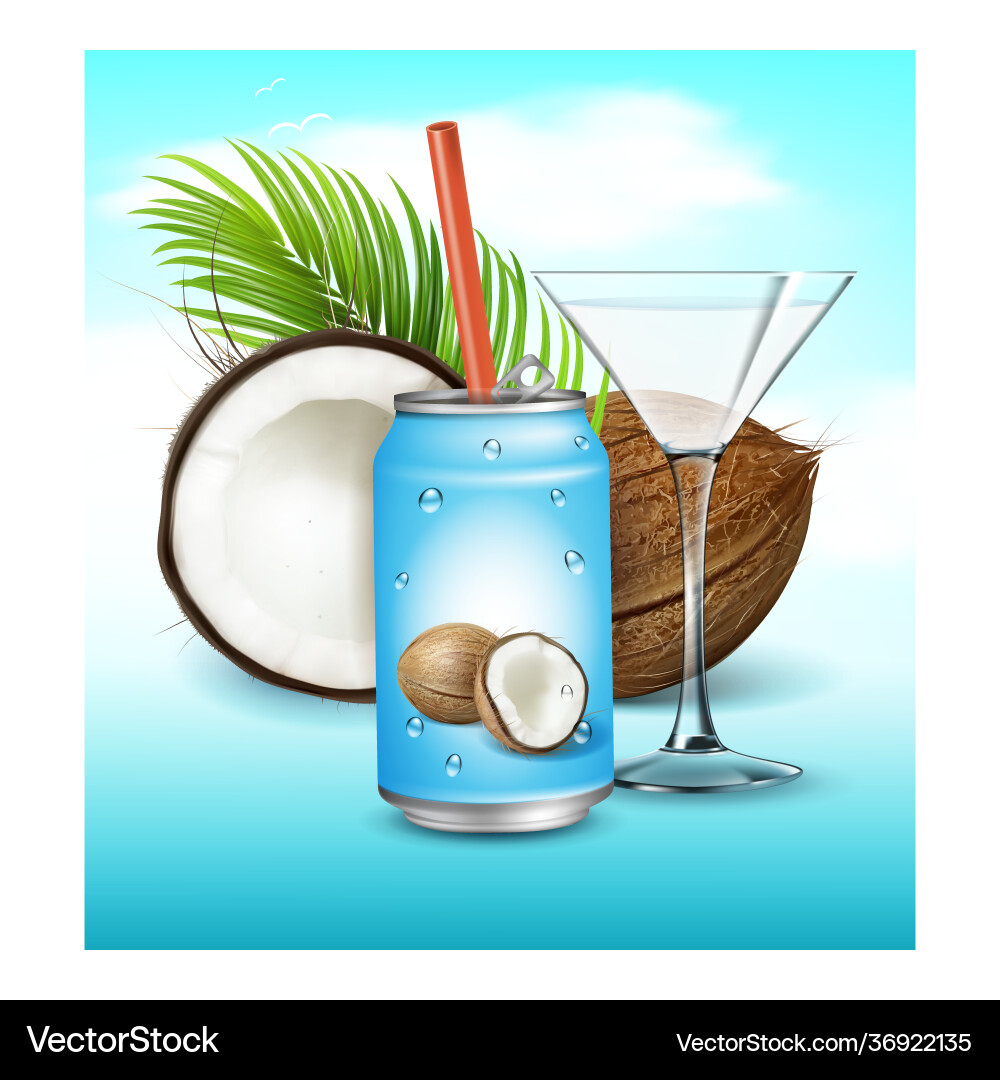Coconut water creative promotional banner Coconut water creative promotional banner vector image