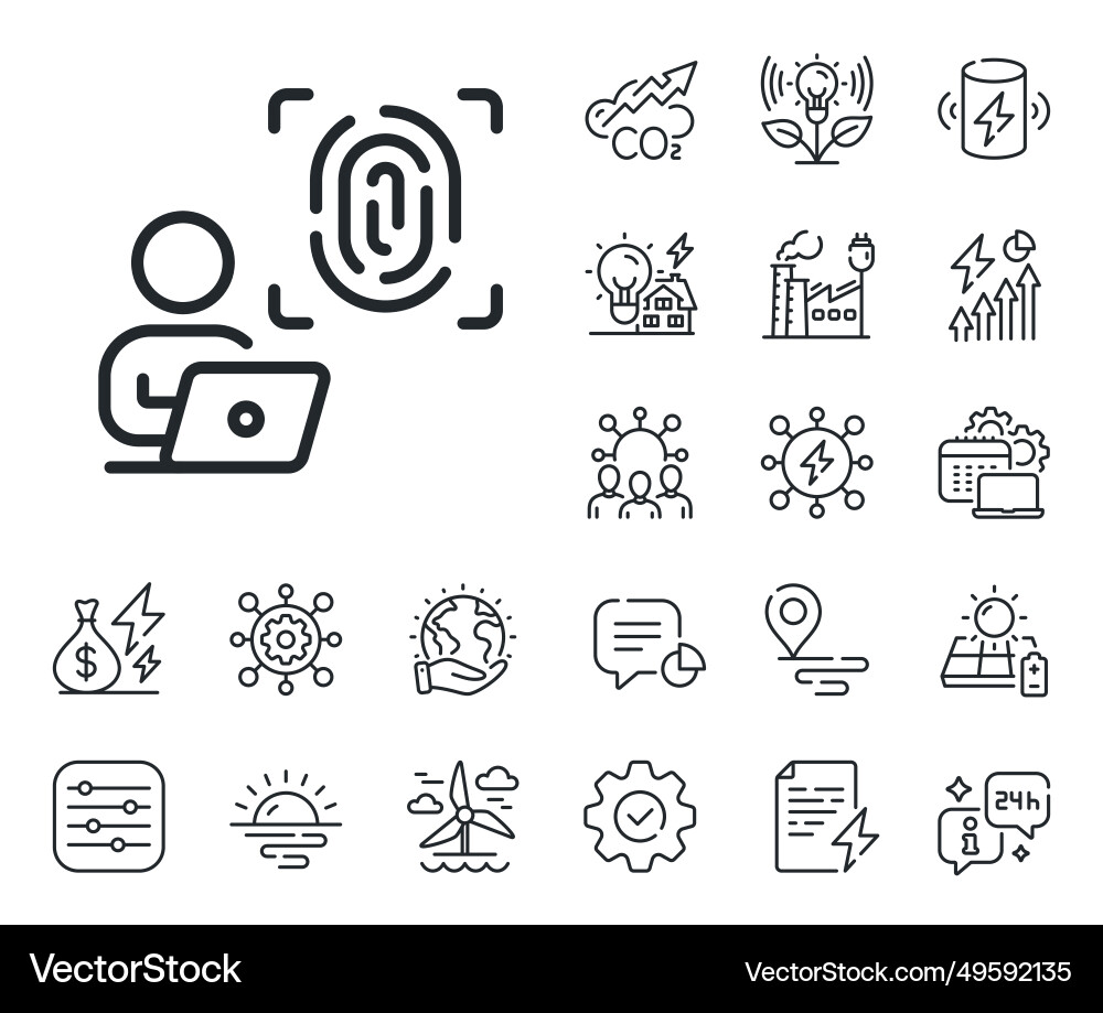 Computer fingerprint line icon finger print scan Computer fingerprint line icon finger print scan Vector Image