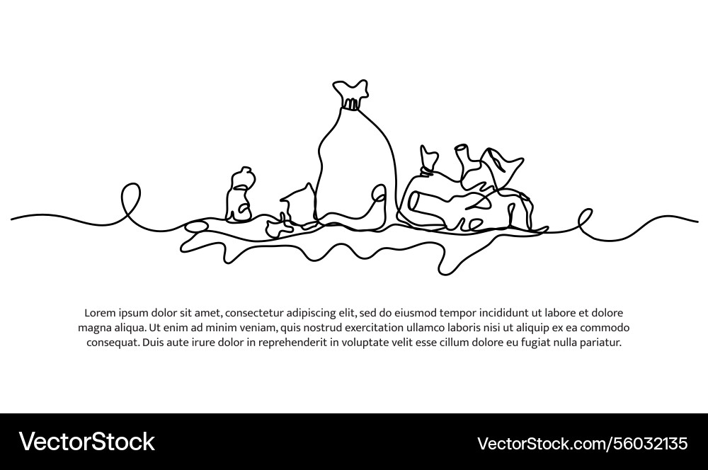 Continuous one line design of garbage piles Vector Image