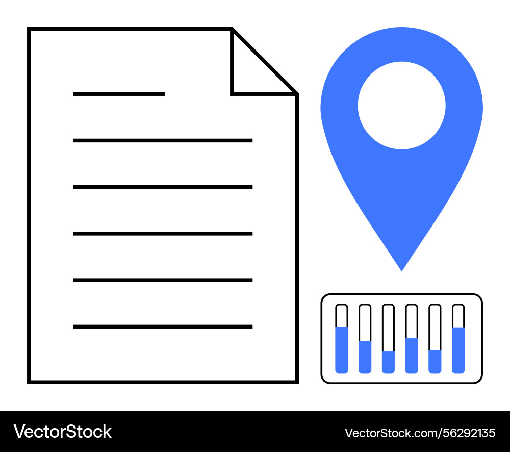 Document with location pin and data visualization Document with location pin and data visualization vector image