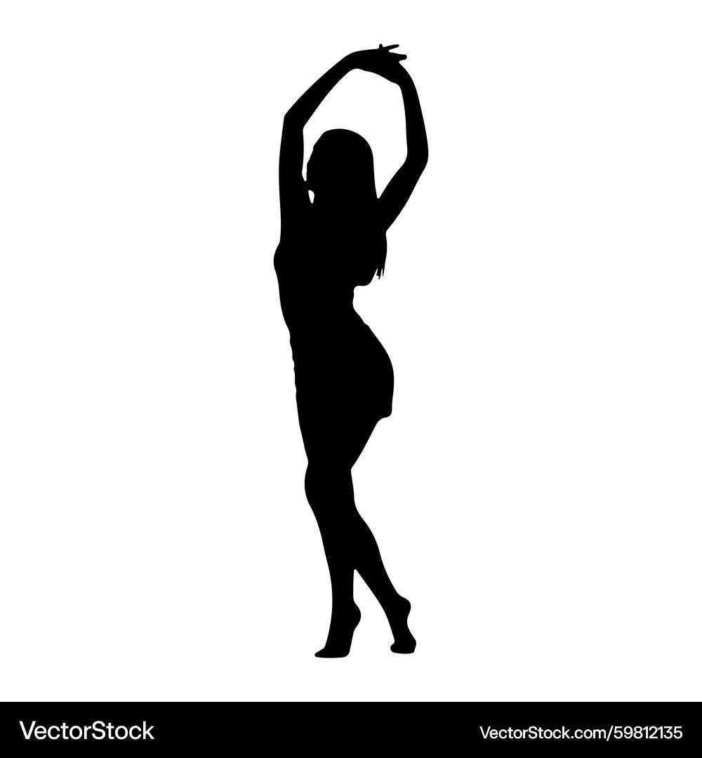 Elegant Woman Dancing Silhouette – Royalty-Free Vector | VectorStock, image size:1000x1080