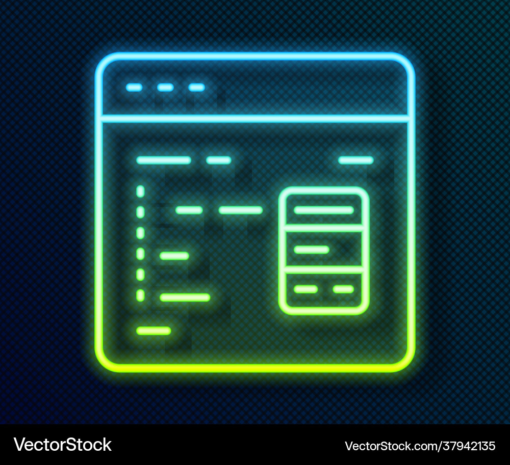 Glowing neon line software web developer Glowing neon line software web developer vector image