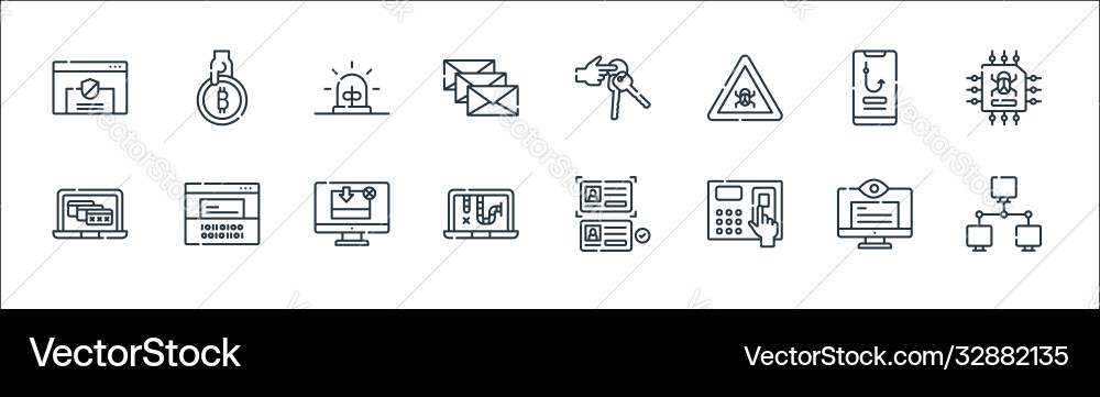 Hacker Linie Icons lineare Set Qualität Hacker Linie Icons lineare Set Qualität vektorbild