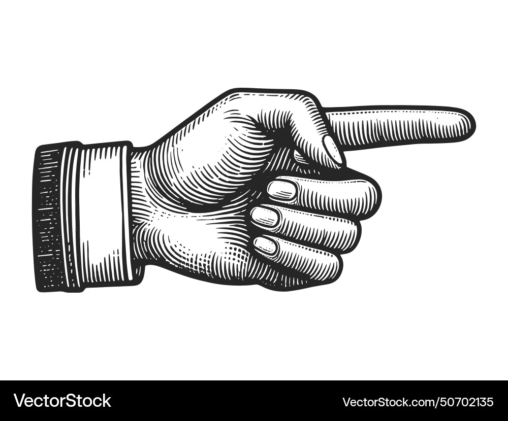 Hand Pointer - Scratch Board Style vector image