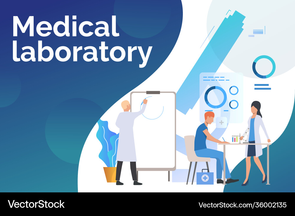 Laboratory workers drawing graphs and working Laboratory workers drawing graphs and working vector image