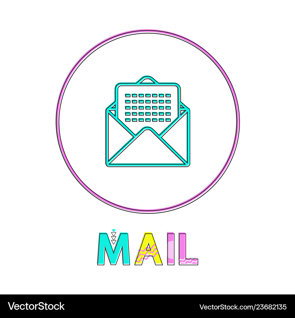 Mail round bright linear icon with envelope symbol Vector Image