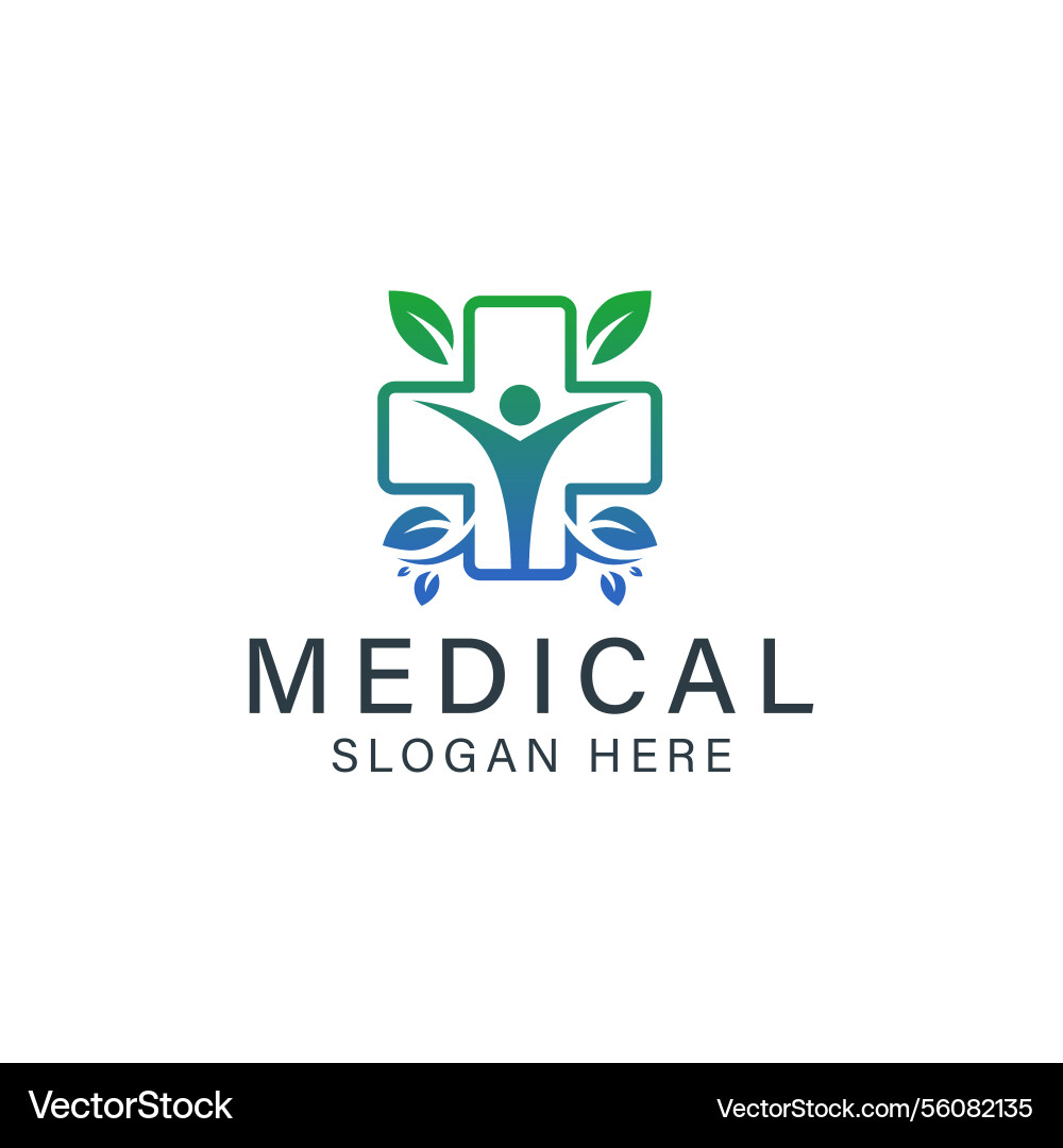 Modern medical logo featuring a gradient cross Modern medical logo featuring a gradient cross vector image