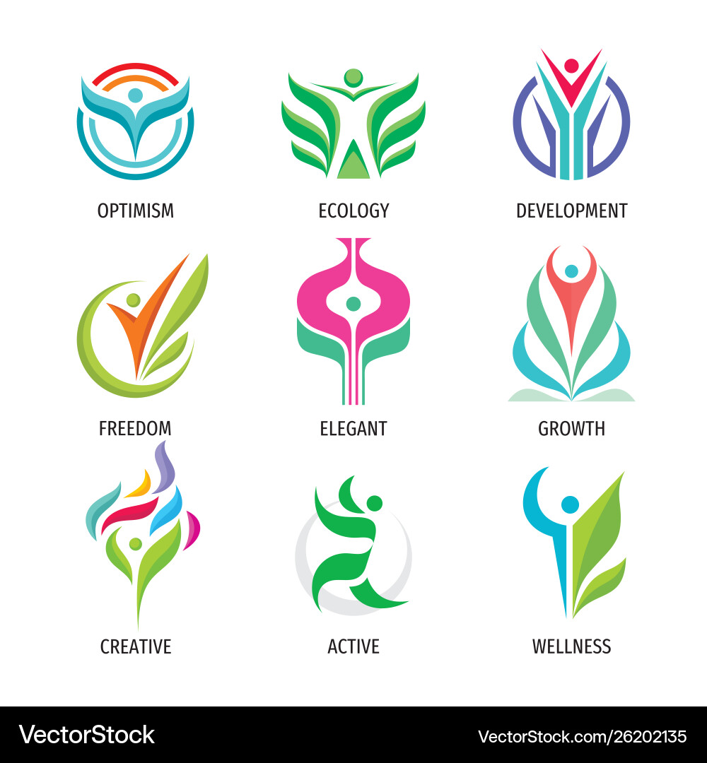 Nature ecology logo set human character Nature ecology logo set human character vector image