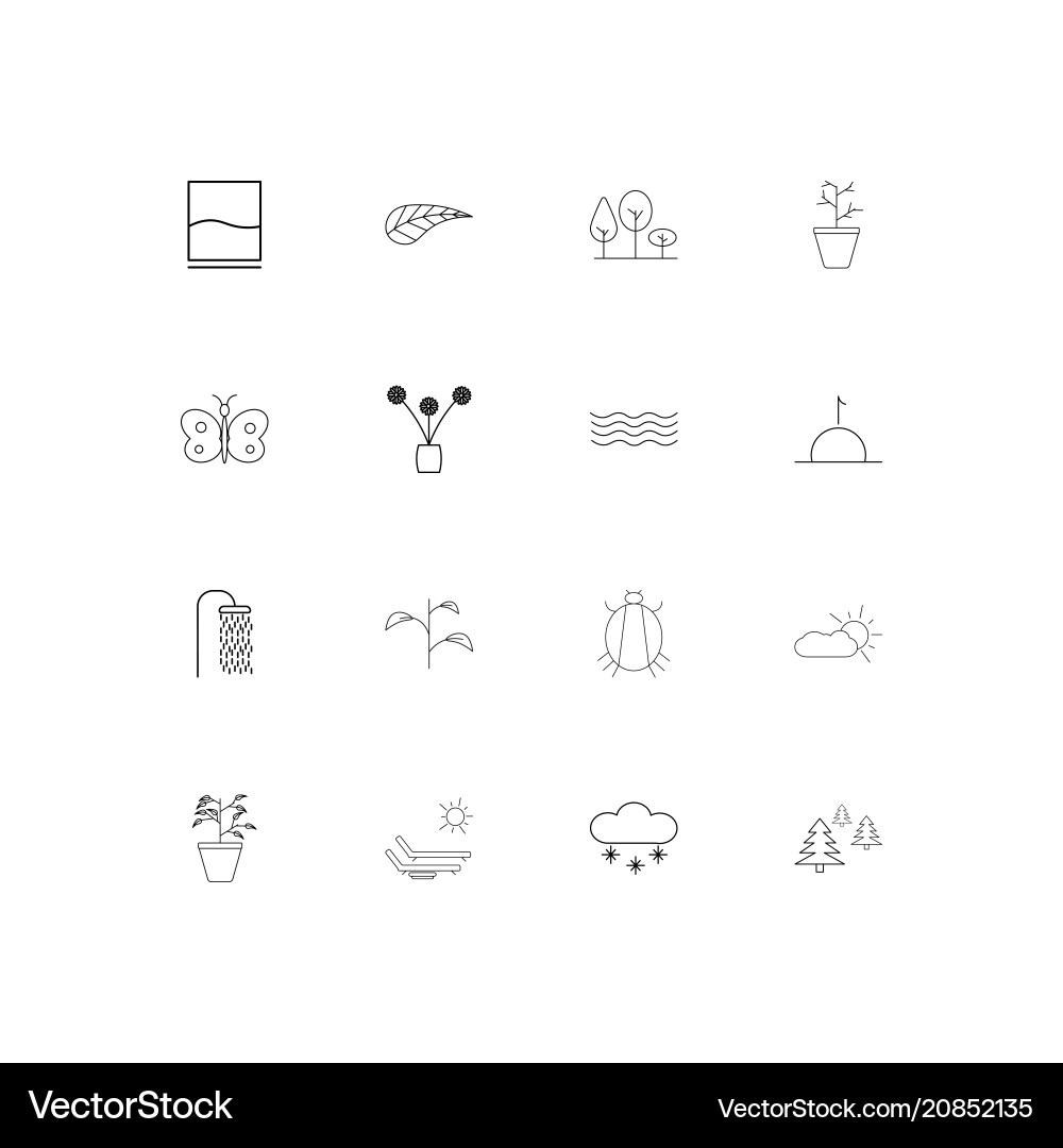 Nature linear thin icons set outlined simple Vector Image