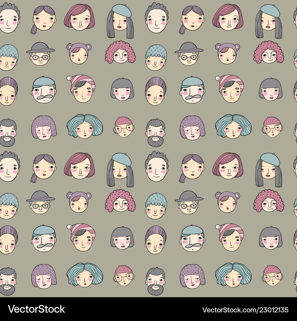 Pattern with graphical faces Pattern with graphical faces vector image