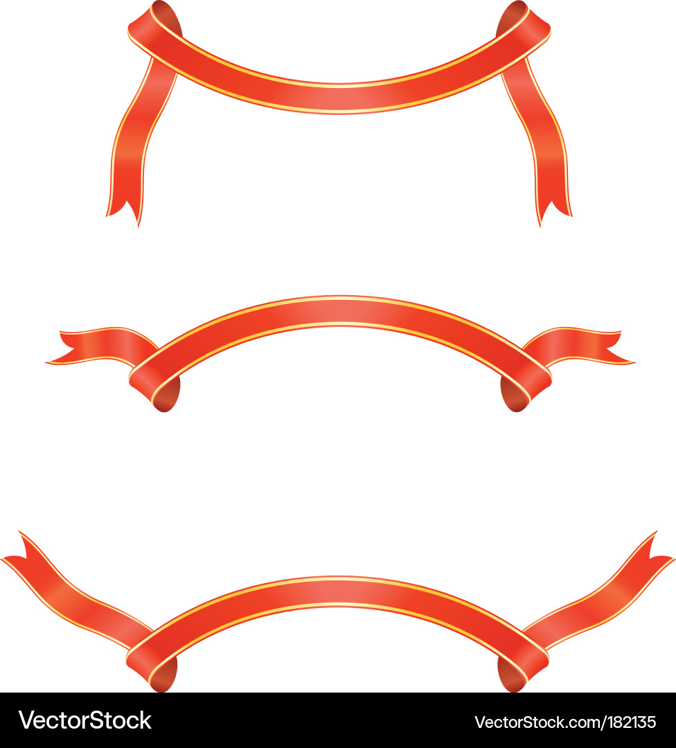 Red Ribbon Set Vector Image