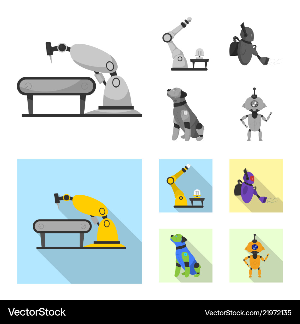 Robot and factory symbol Robot and factory symbol vector image