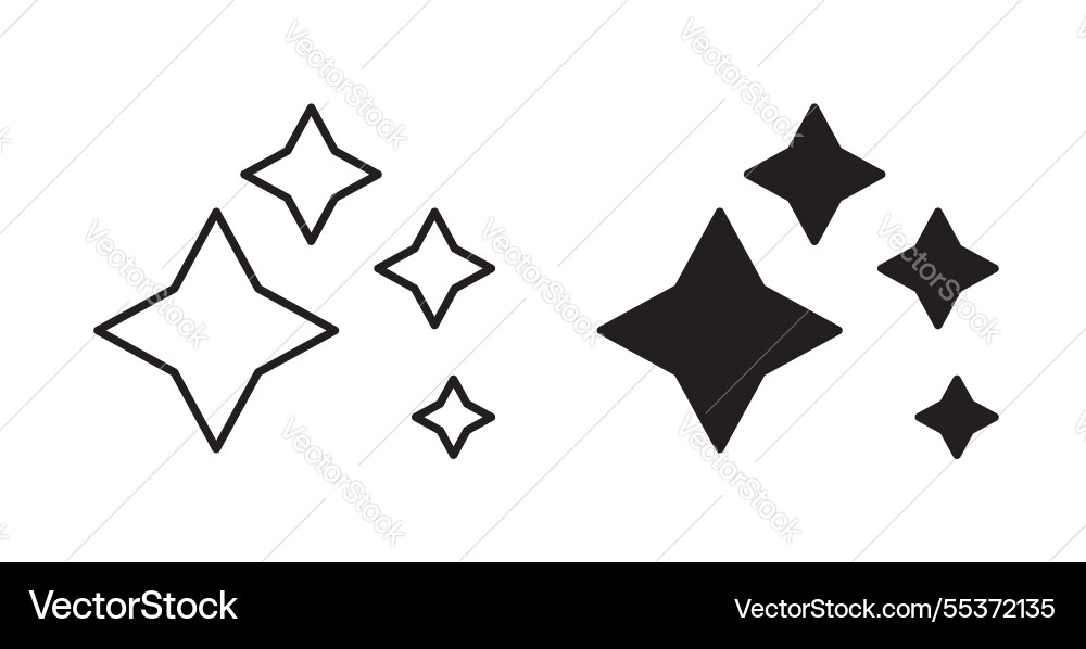 Sparkles icon set in thin line for web Sparkles icon set in thin line for web vector image