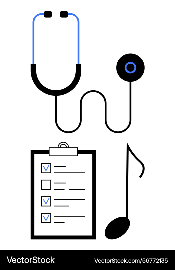 Stethoscope connected to note with checklist vector image