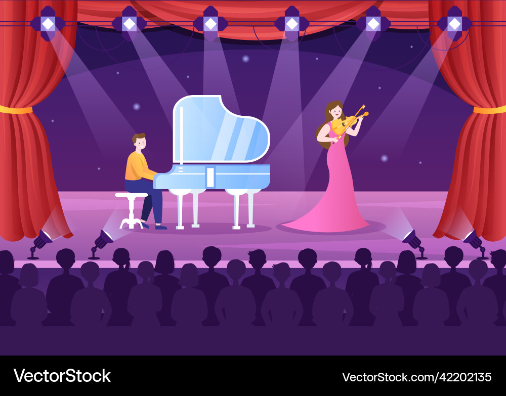 Talent show with contestants displaying Talent show with contestants displaying vector image