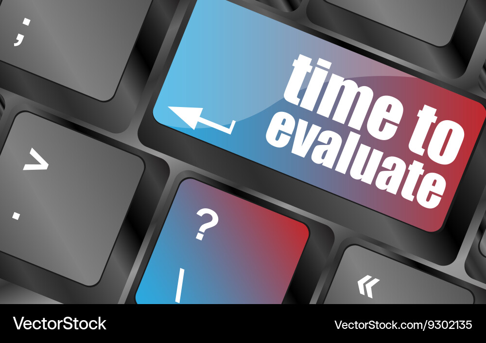 Time to evaluate word on computer keyboard Vector Image