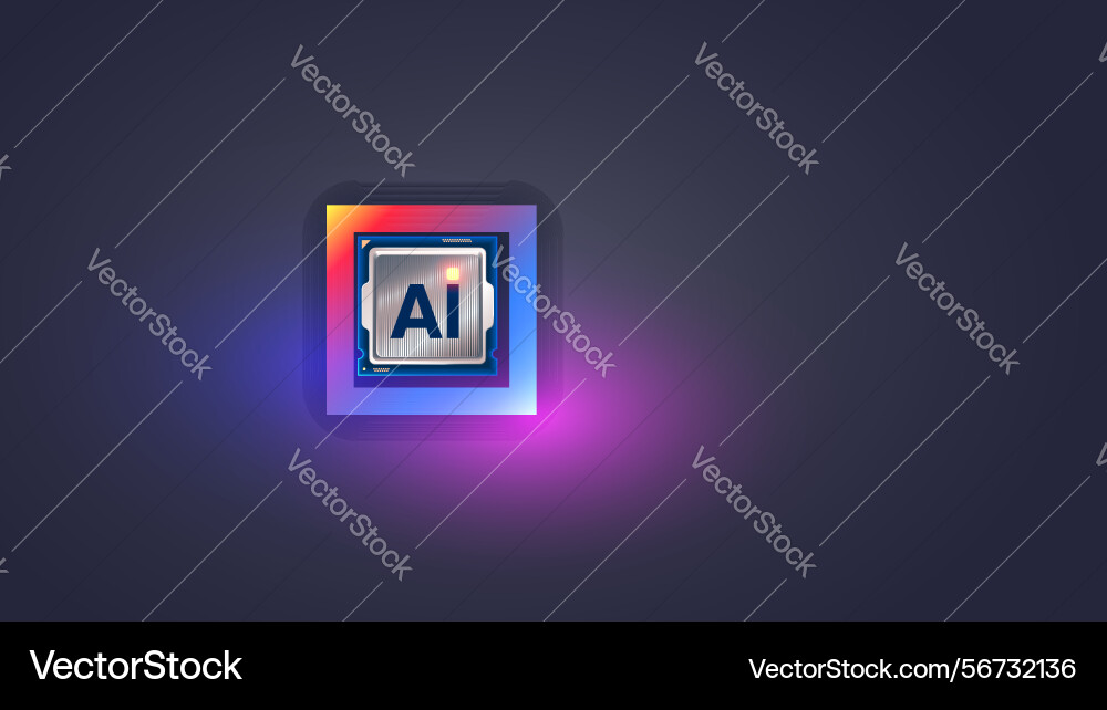 Ai chip single electronic or cpu with core Vector Image