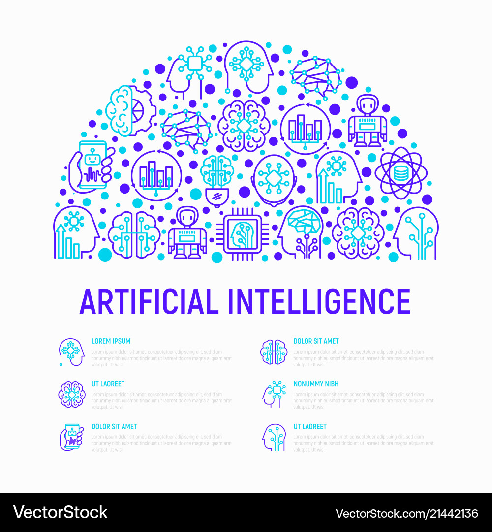 Artificial intelligence concept in half circle Artificial intelligence concept in half circle vector image