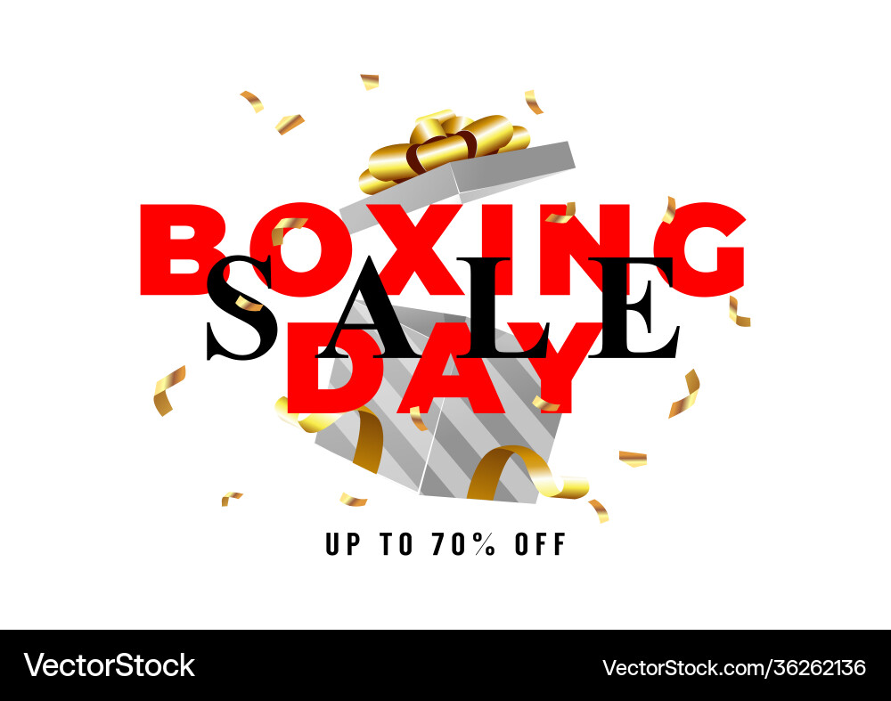 Boxing day sale with gift box banner template Vector Image