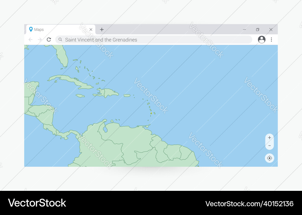 Browser window with map of saint vincent vector image