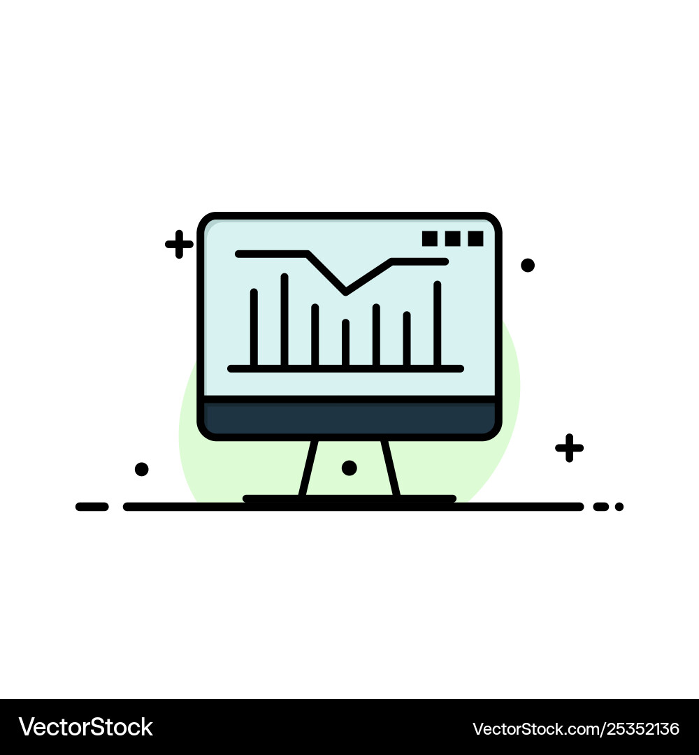 Computer static graph monitor business flat line vector image