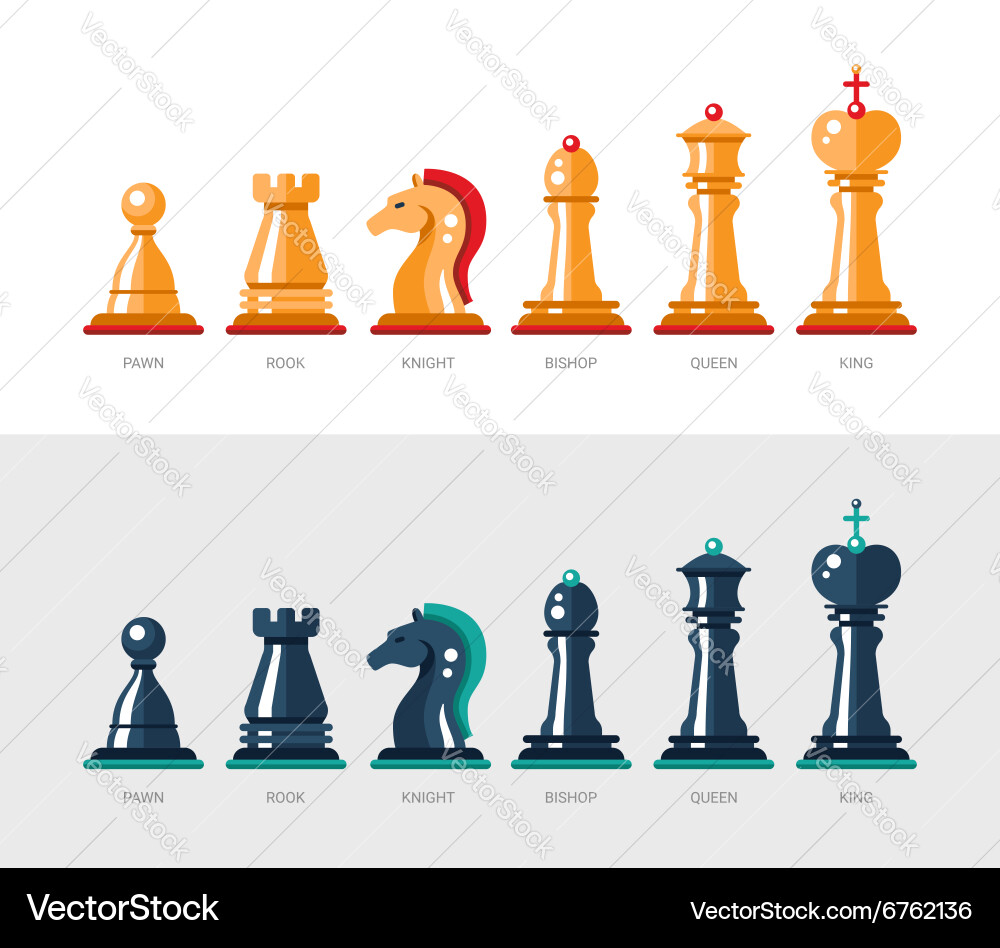 Flat design isolated named chess icons collection Vector Image