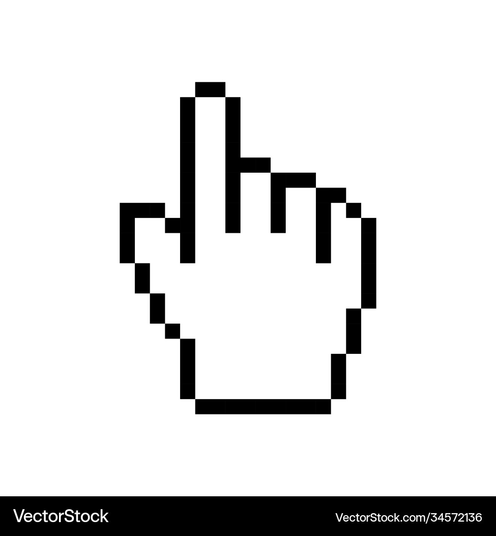 Hand Cursor Pixel Pointer Icon vector image