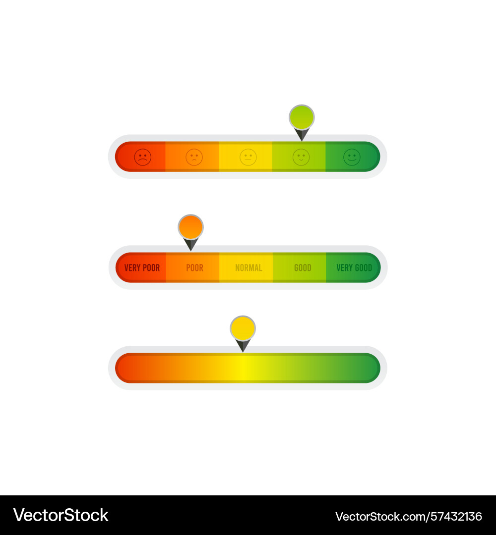 Horizontal level indicator set from poor to good Horizontal level indicator set from poor to good Vector Image