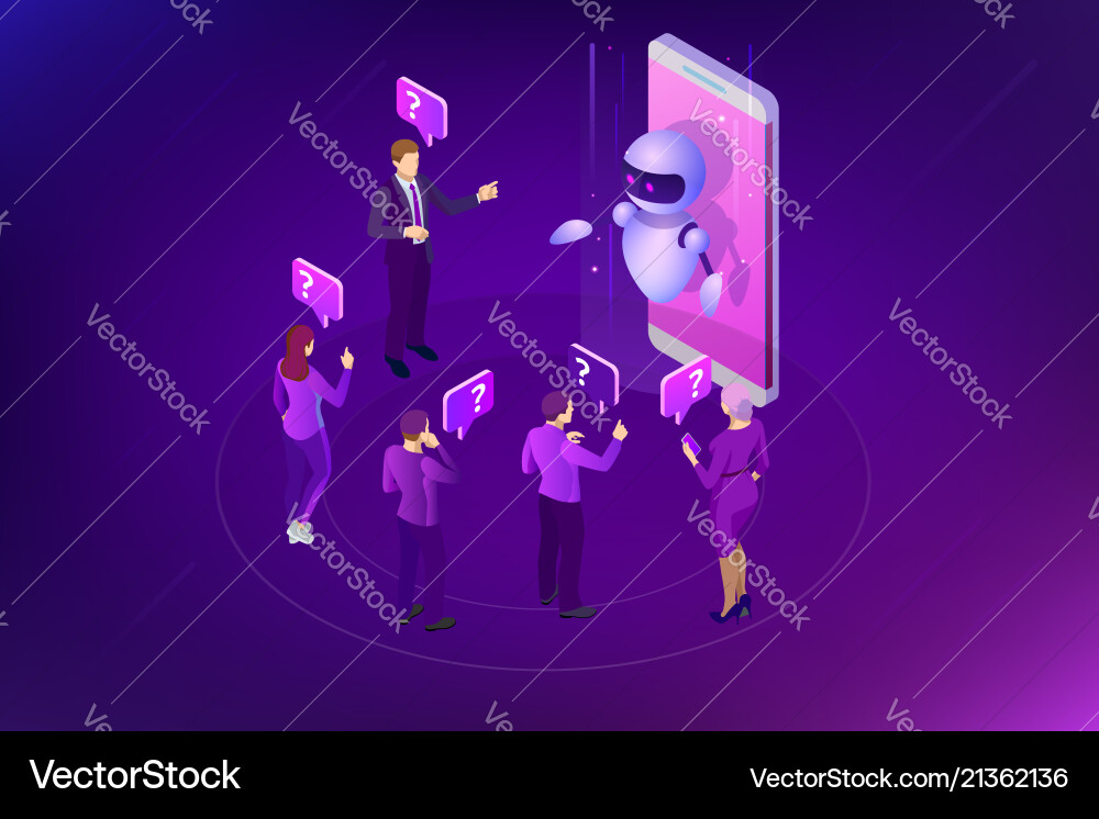 Isometric artificial intelligence chat bot Isometric artificial intelligence chat bot vector image