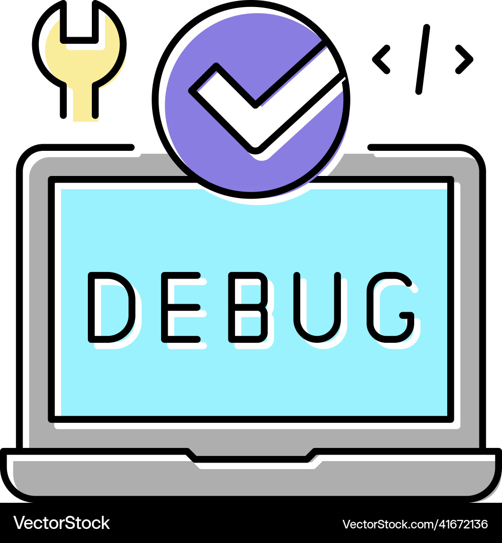 Laptop debug fixed color icon vector image