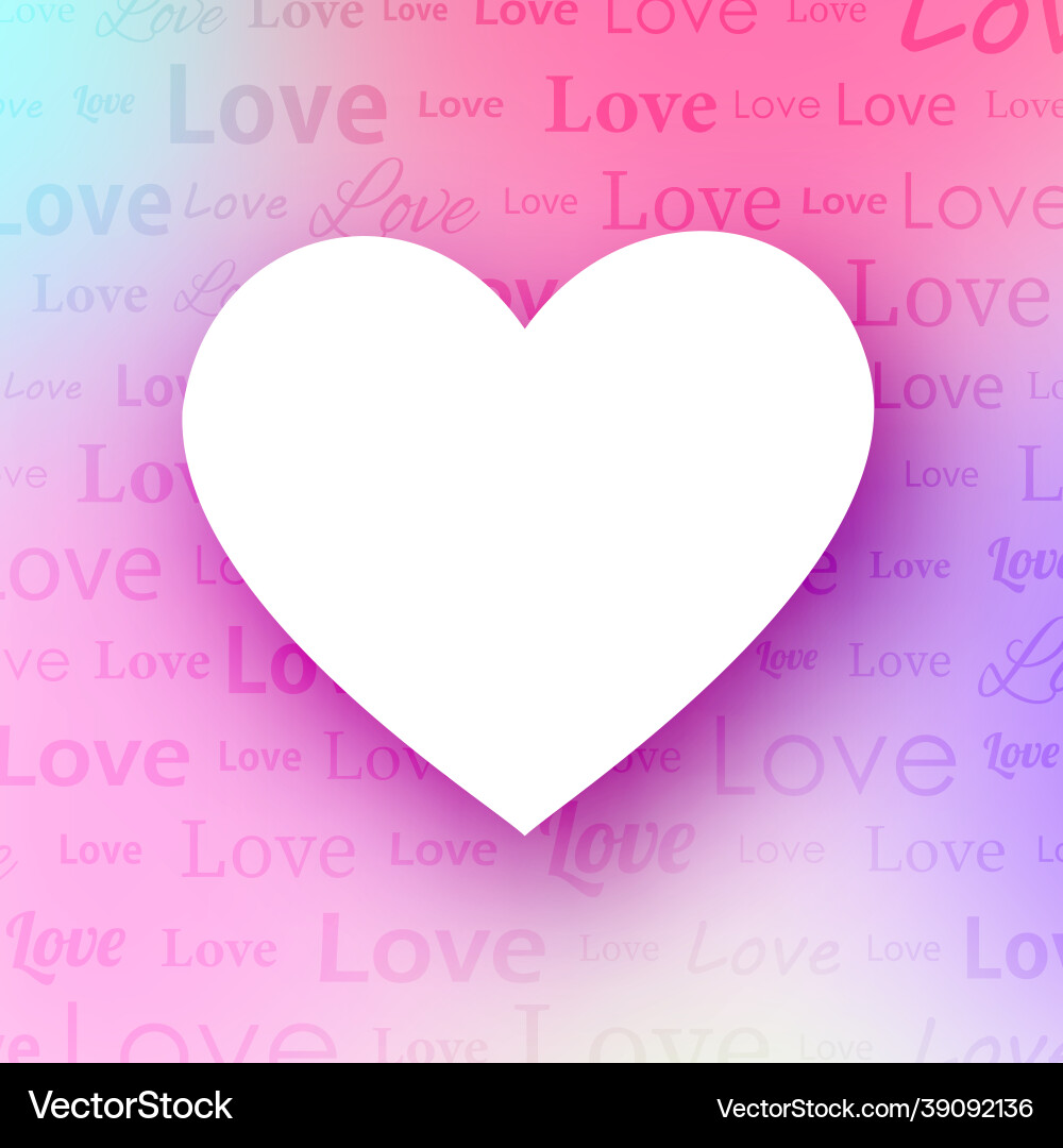 Love text pattern with heart shape frame vector image